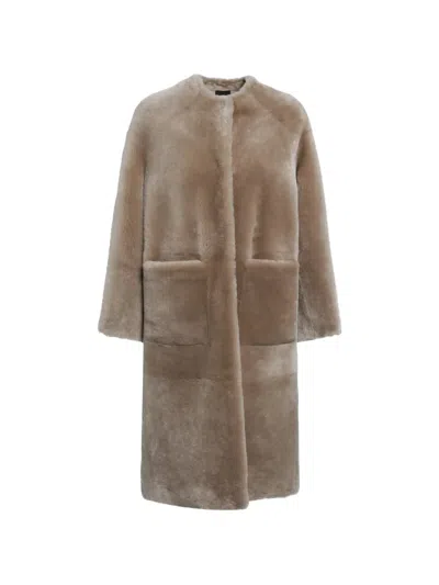 Blancha Long Sleeve Jacket Two Front Pockets In Neutral