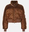Blancha Quilted Shearling Bomber Jacket In Brown