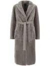 Blancha Shearling Reversible Coat With Belt In 灰色