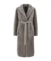 Blancha Shearling Reversible Coat With Belt In Brown