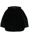 Blancha Reversible Shearling Hooded Coat In Schwarz