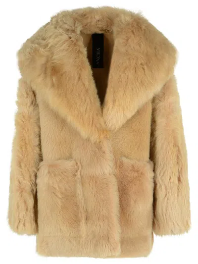 Blancha Sand Sheepskin Coat In Multi