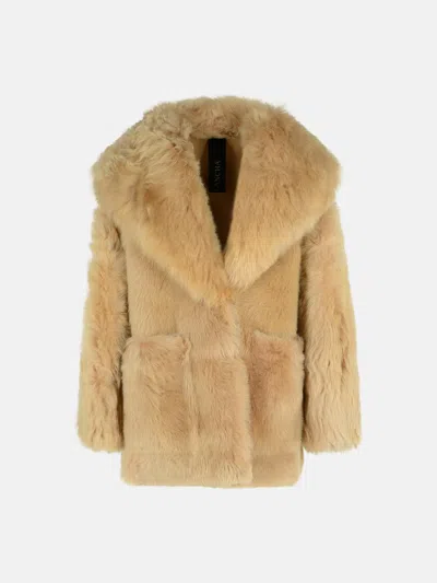 Blancha Sand Sheepskin Coat In Nude
