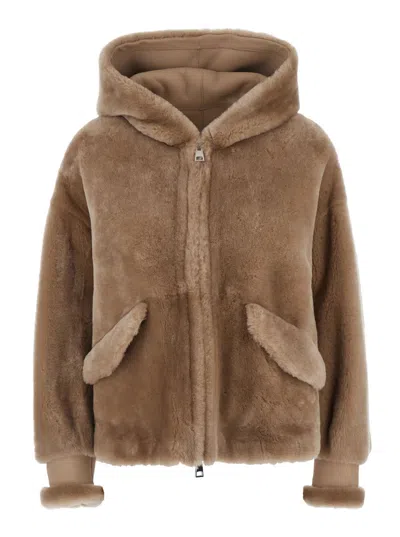 Blancha Shearling Coat In Beige