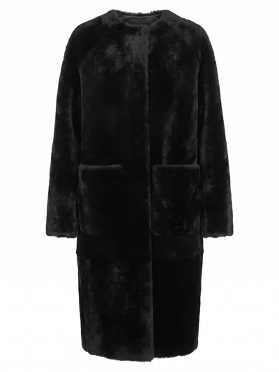 Blancha Shearling Coat In Black
