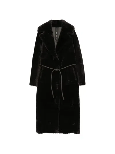 Blancha Shearling Coat In Brown
