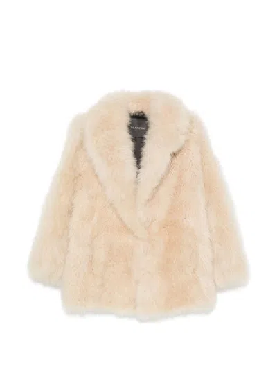 Blancha Shearling Coat With Notch Lapels In White