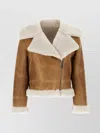 Blancha Shearling Collar Cropped Length Jacket In Green