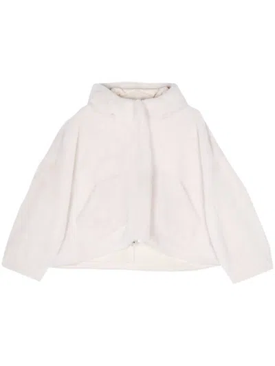 Blancha Shearling Hooded Jacket In White