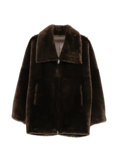 Blancha Shearling Jacket In Brown