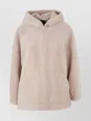 Blancha Shearling Jacket Hood Side Pockets In Pink