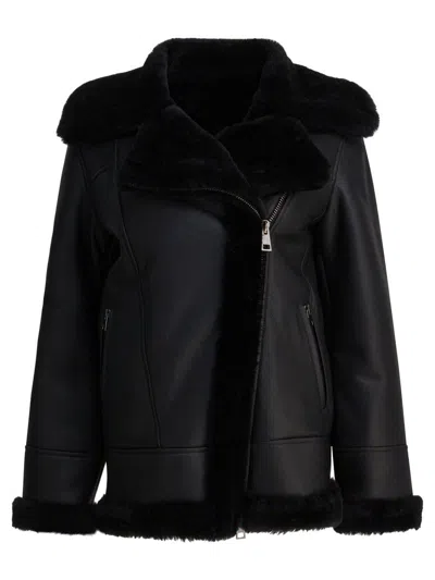 Blancha Jacket Featuring Faux Fur Collar And Cuffs In Black