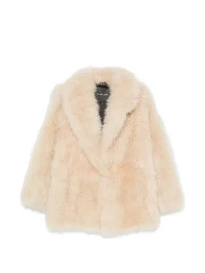 Blancha Shearling Notch-lapels Coat In Pink