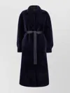 Blancha Shearling Reversible Coat Waist Collar Neck In Blue