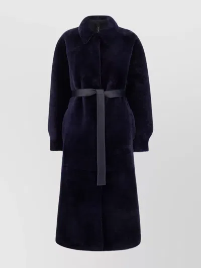 BLANCHA SHEARLING REVERSIBLE COAT WAIST COLLAR NECK