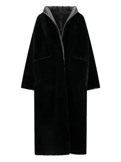 Blancha Shearling Wool Coat In Black
