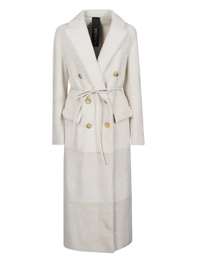 Blancha Sheepskin Belted Coat In Neutral
