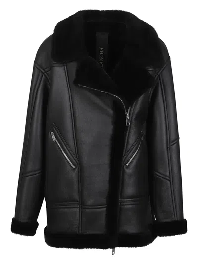 Blancha Leather And Shearling Jacket In Black