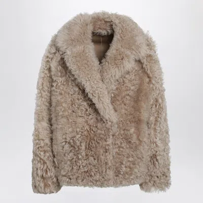 Blancha Faux Fur Jacket Long Sleeves Relaxed In Gray