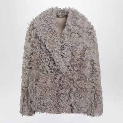 Blancha Faux Fur Jacket Long Sleeves Pockets In Gold