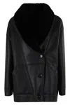 Blancha Leather Shearling Collar Jacket In Black