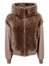 Blancha Straight "merino Shearling" And Nylon Fabric Jacket In Brown