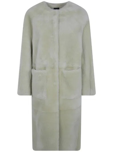 Blancha Straight Merino Shearling Coat In Green
