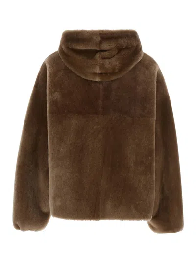 Blancha Straight Merino Shearling Jacket In Brown