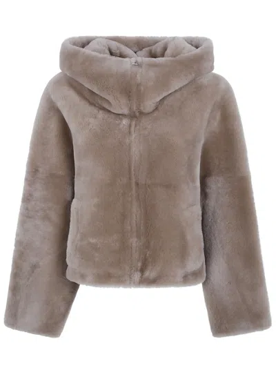 Blancha Straight Merino Shearling Jacket In Brown
