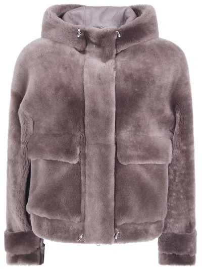 Blancha Straight Merino Shearling Jacket In Brown