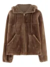 Blancha Brown Reversible Shearling Jacket In Burgundy