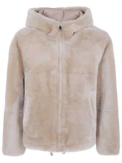 Blancha Straight "merino Shearling" Jacket Clothing In Neutral