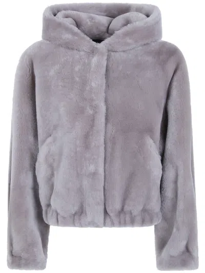 Blancha Straight Merino Shearling Jacket In Gray