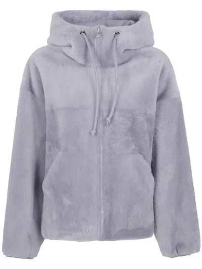 Blancha Straight "merino Shearling" Jacket Clothing In Blue