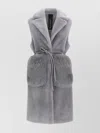 Blancha Straight-volpe Shadow Belted Shawl Collar Vest In Gray