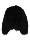 Blancha Textured Faux-fur Coat In Black