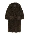 Blancha Tigrados Shearling Coat In Burgundy