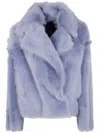 Blancha Draped-collar Jacket In Blue