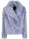Blancha Draped-collar Jacket In Blue