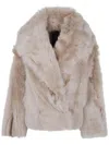 Blancha Wide-lapel Shearling Jacket In Neutral