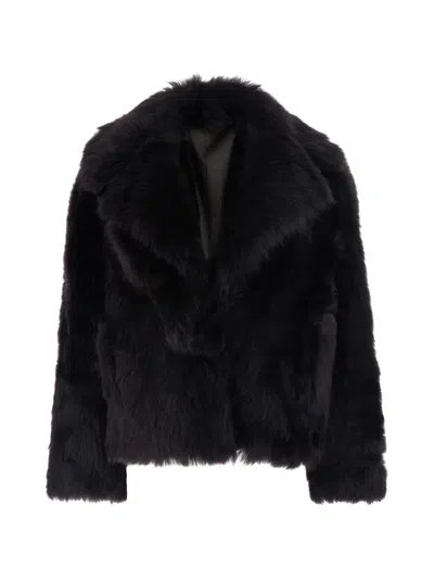 Blancha Toscana Shearling Long-sleeve Jacket In Blue