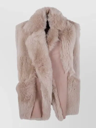 Blancha Toscana Sleeveless Faux Fur Gilet In Pink