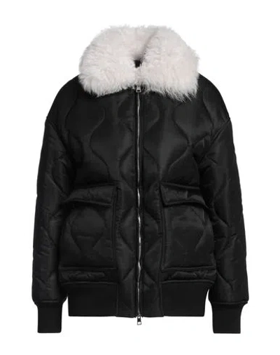 Blancha Woman Puffer Black Size 6 Polyester, Polyamide, Polypropylene, Shearling, Cotton