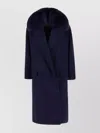 Blancha Wool Coat With Faux Fur Collar In Blue