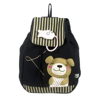 Blancho Bedding K123-1-black Bear And Fish Fabric Art School Backpack / Outdoor Backpack