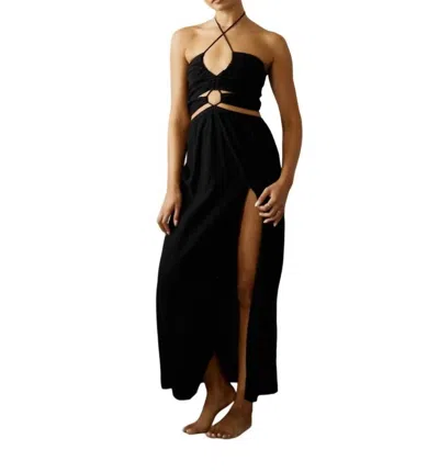 Blanco By Nature Andi Tie Front Long Dress In Black