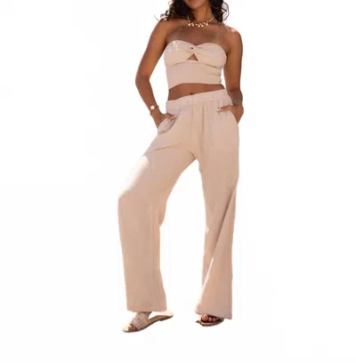 Blanco By Nature Azurra Flowy Pants In Beige In Pink