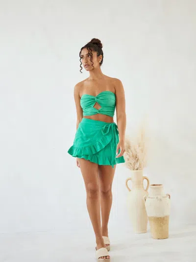 Blanco By Nature Biance Ruffle Wrap Skort In Emerald In Green