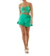 Blanco By Nature Biance Ruffle Wrap Skort In Emerald In Gold