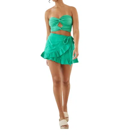Blanco By Nature Biance Ruffle Wrap Skort In Emerald In Green